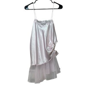 Vintage Cotillion Whisper Light Pink Lace Satin Romantic Slip Mini Dress Women's